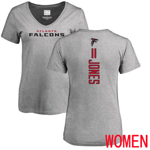 Atlanta Falcons Ash Women Julio Jones Backer NFL Football #11 T Shirt->women nfl jersey->Women Jersey